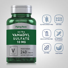 Label showing purity and non-GMO claim on Piping Rock Vanadyl Sulfate