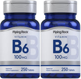 Piping Rock Vitamin B-6 100mg bottle front view supports daily wellness with pyridoxine.