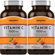 Piping Rock Vitamin C 1000mg bottle with 250 caplets for daily use