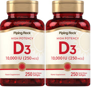 Piping Rock Vitamin D3 bottle front showing high potency daily supplement