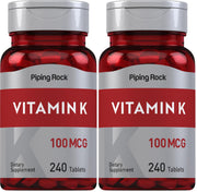 Piping Rock Vitamin K 100 mcg tablets bottle for daily use.