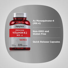 Piping Rock Vitamin K2 MK4 two-bottle pack on display for value