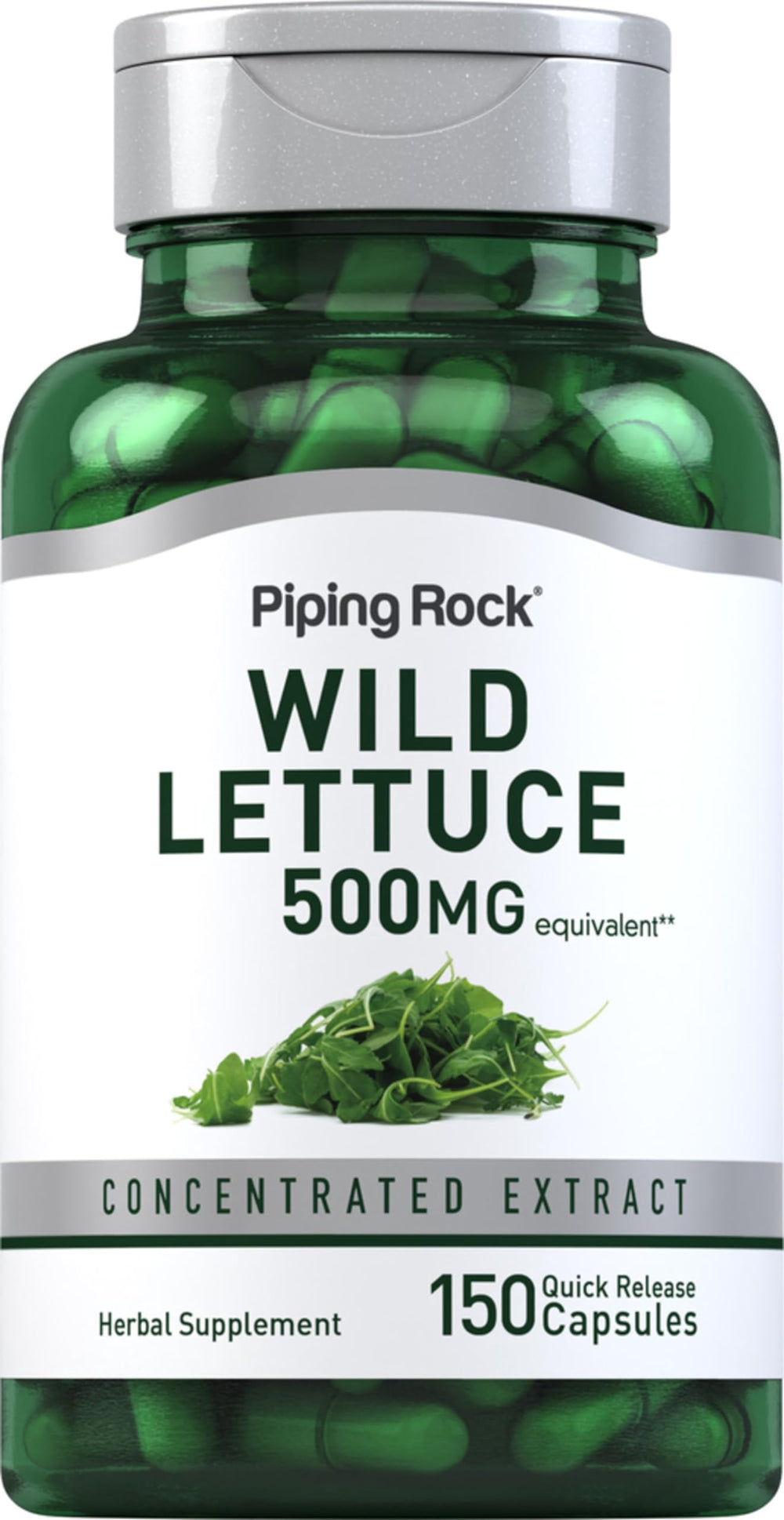 Piping Rock Wild Lettuce Extract bottle with 150 capsules for daily supplementation.