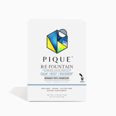 PIQUE RE Fountain bottle displayed for calm nightly hydration.