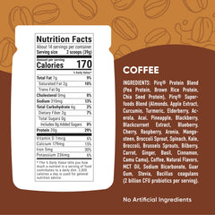Pirq protein powder ingredients blend shows 25 superfoods and plant protein mix.
