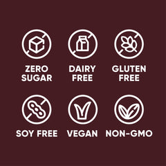 Pirq dairy-free protein powder label showing zero sugar and protein