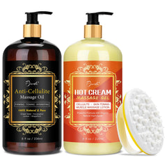 Pjordo anti cellulite oil bottle pour for easy application and nourishment.