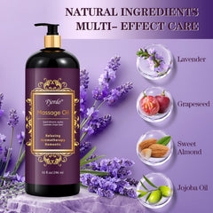 Pjordo lavender massage oil bottle with soothing scent for relaxation.