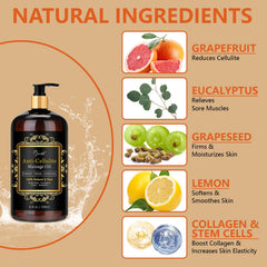 Pjordo oil and cream on leg showing firming and moisturizing action.