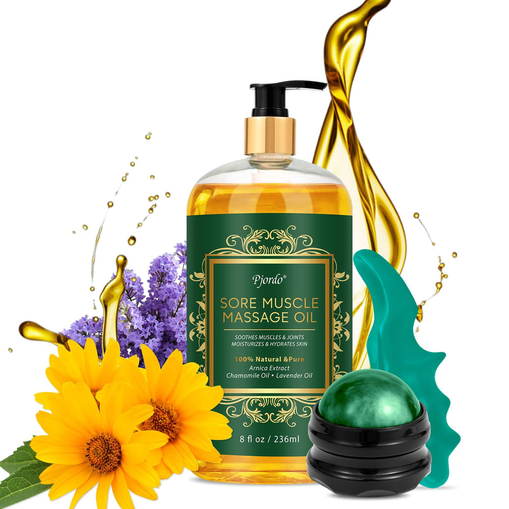 Pjordo sore muscle oil bottle for at-home spa-quality massages