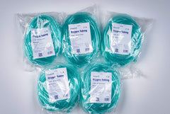PK Global green oxygen tubing, 50 ft, 5-pack, high visibility to help prevent trips.