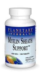 Planetary Herbals Myelin Sheath Support bottle highlighting 820 mg tablets for nervous system support.