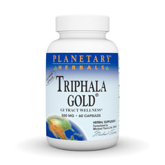 Planetary Herbals Triphala Gold pour demonstrates easy, daily capsule intake.