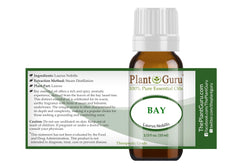 Plant Guru Bay essential oil bottle for aromatherapy sessions.