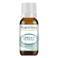 Plant Guru Wild Black Spruce essential oil bottle with fresh woody aroma for calming aromatherapy