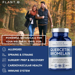 Plant.O Nutrition Quercetin with Bromelain ingredients highlighting bromelain enzyme.