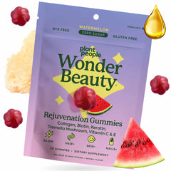 Plant People WonderBeauty bottle front shows gummies for hair, skin, and nails support.