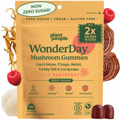 Plant People WonderDay bottle close-up highlighting sugar-free formula for daily wellness