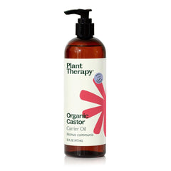 Plant Therapy Organic Castor Oil bottle ready for skin and hair care routines.