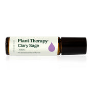 Plant Therapy Clary Sage roll-on bottle showing convenient pre-diluted oil for on-the-go calm
