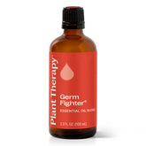 Plant Therapy Germ Fighter bottle supports diffusion or massage applications with 100% pure essential oils.