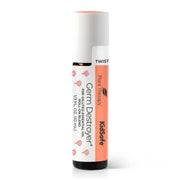 Plant Therapy KidSafe Germ Destroyer roll-on bottle label close-up for immune-support routine.