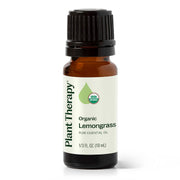 Plant Therapy lemongrass oil bottle close-up with crisp aroma ideal for diffusion