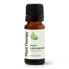 Plant Therapy lemongrass oil bottle close-up with crisp aroma ideal for diffusion