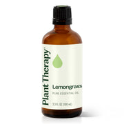 Plant Therapy lemongrass oil bottle shows a crisp, refreshing aroma for spaces.