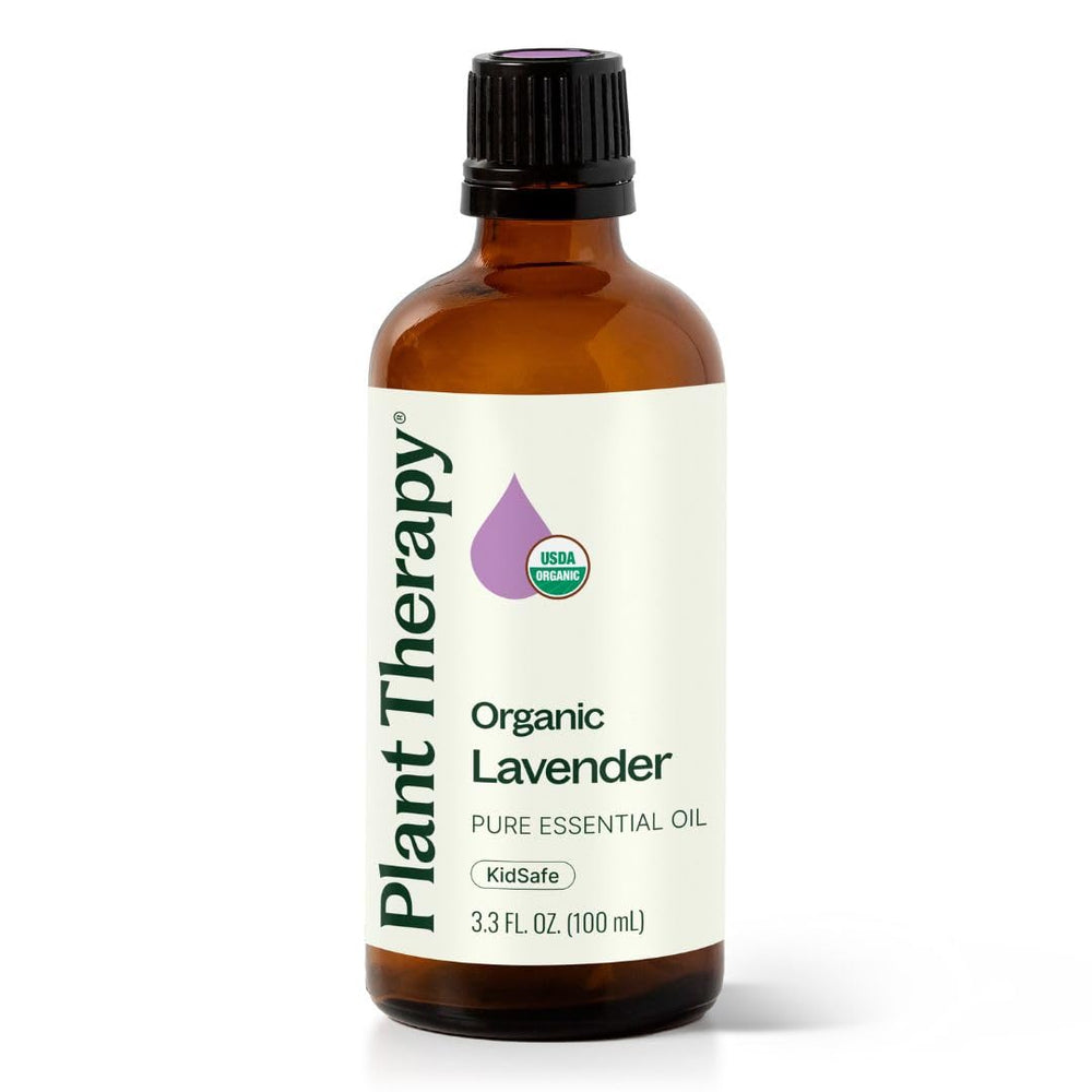 Plant Therapy lavender oil bottle, pure essential oil for calming aromatherapy.
