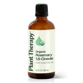 Plant Therapy Organic Rosemary Oil bottle on white background for diffusion and scalp care.