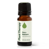 Plant Therapy Peru Balsam essential oil bottle showing purity for DIY blends.