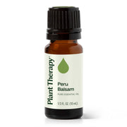 Plant Therapy Peru Balsam essential oil bottle showing purity for DIY blends.