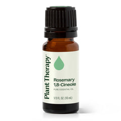Plant Therapy rosemary oil bottle for hair care and scalp nourishment.