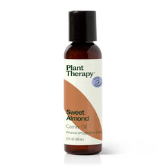 Plant Therapy Sweet Almond Oil bottle showing a versatile skin and hair care option