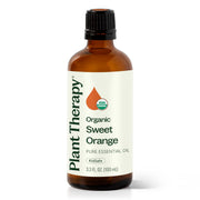 Plant Therapy Sweet Orange Organic essential oil bottle ready for diffusion and mood lift