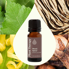 Plant Therapy Wood Spice diffuser scene, showcasing a calming home setup.