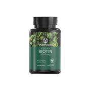 PlantFusion biotina en botella, para cuidado diario del cabello y uñas.