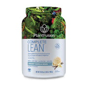 PlantFusion Complete Lean Vanilla tub shows premium plant-based protein.
