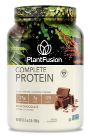 PlantFusion Complete Protein Chocolate front bag showing premium vegan powder for shakes