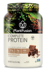 PlantFusion Complete Protein Chocolate front bag showing premium vegan powder for shakes