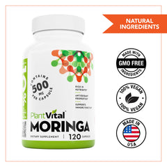 Plantvital Organic Moringa Leaf Capsules packaging showcasing premium organic formula