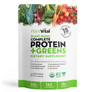 Plantvital unflavored protein bottle highlights clean plant-based protein for daily workouts