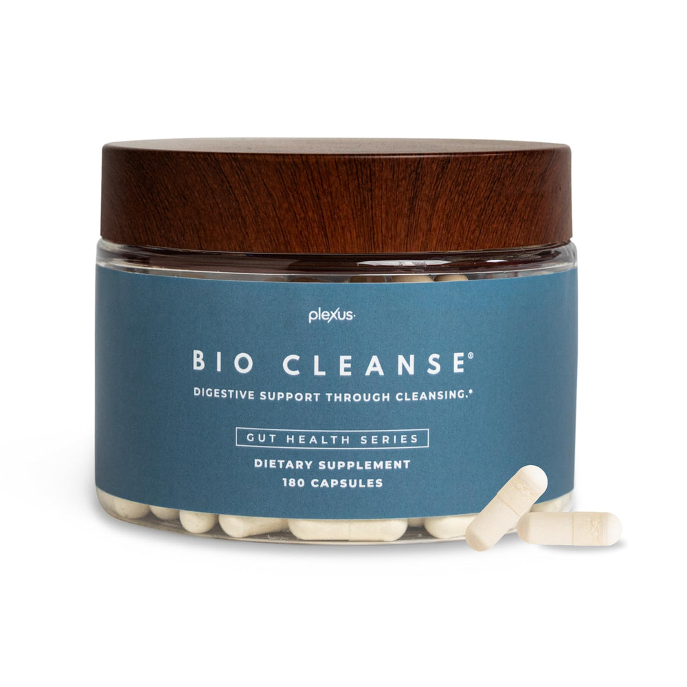 Plexus Bio Cleanse capsules close-up for daily digestion support.