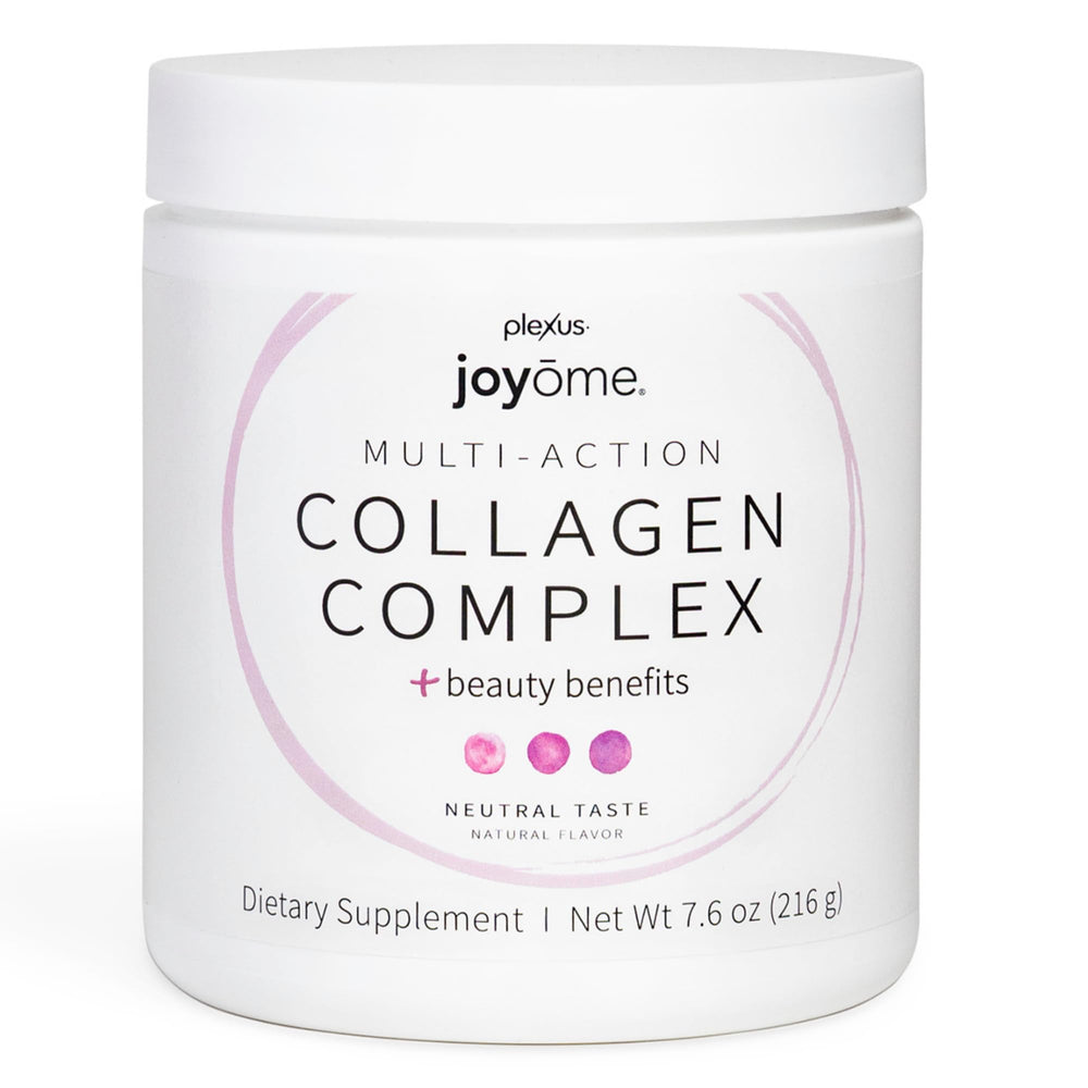 Plexus Joyōme bottle and scoop for daily collagen skin support
