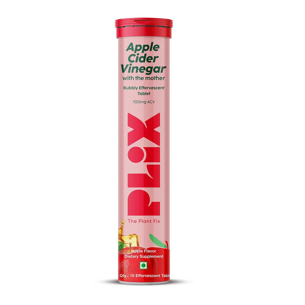 PLIX Apple Cider Vinegar tablets bottle for convenient daily wellness