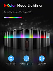 Pmsusoow diffuser with 9-color LED lights for ambient mood lighting