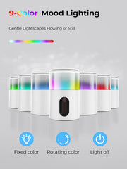 Pmsusoow Waterless Diffuser with 9-color LED lights in action.