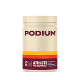Podium Athlete Pre-Workout Blue Raspberry canister boosts energy for workouts