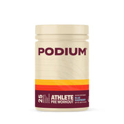 Podium Athlete Pre-Workout Blue Raspberry canister boosts energy for workouts